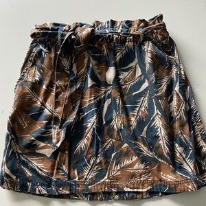 Leaf Print Skirt in Brown and Blue